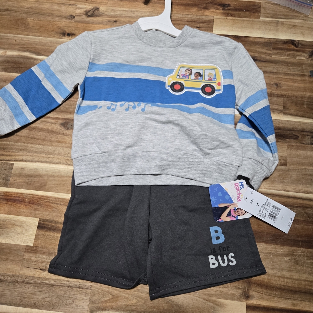Rachel Blue and Gray Kids Bus Outfit